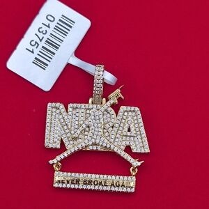 Gold Plated Sterling Silver Mossainite Pendant